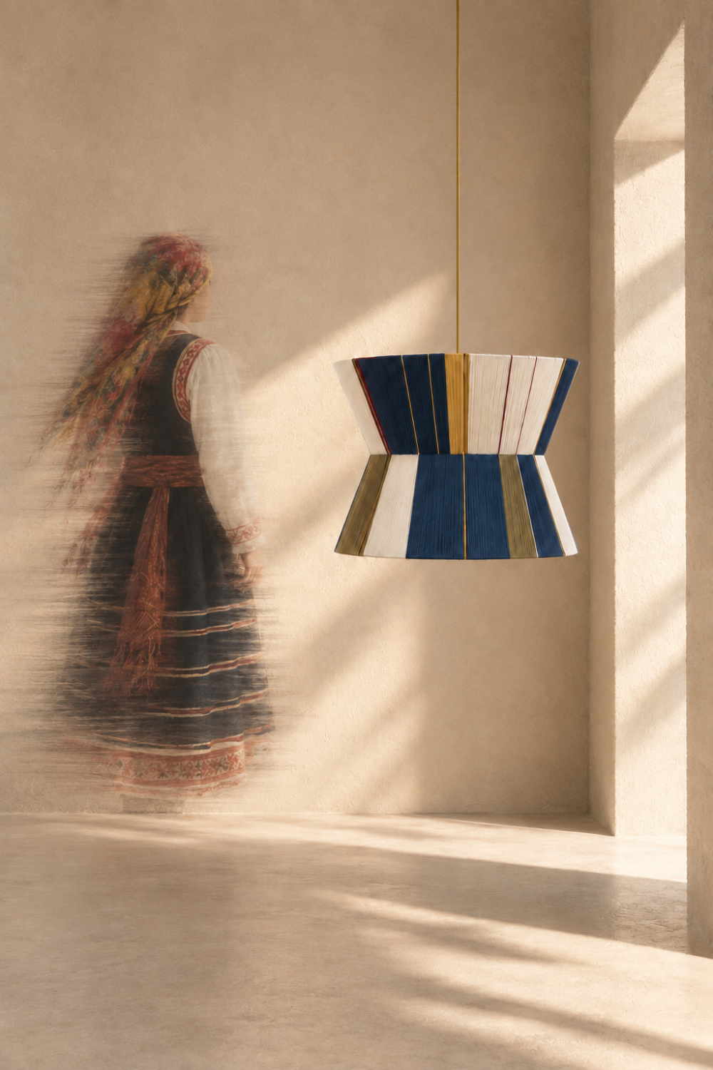 RHODOS pendant lamp from the HOMMETRY Islands collection in a warm architectural interior