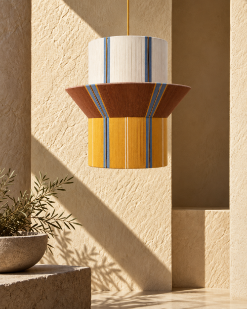 NISYROS hand-threaded pendant lamp by HOMMETRY in a warm architectural interior